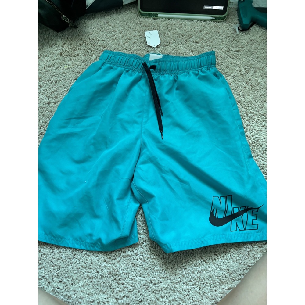 Nike Swim Trunks Mens Board Shorts Teal Blue Small Athletic Beachwear Summer